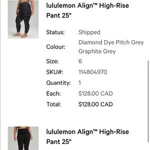 Two pairs lululemon align pants 25inch